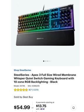 Steelseries Apex 3 illuminated Gaming Keyboard